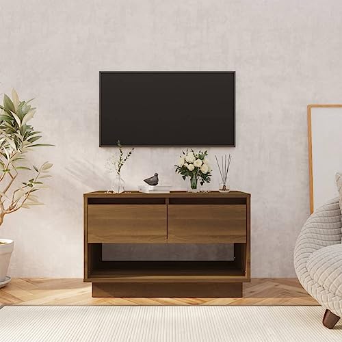 Youuihom TV-Schrank Lowboard Braun Eiche 70x41x44 cm Holzwerkstoff Modernes Design mit 2 Schubladen & offenem Fach Robustes TV Board für Wohnzimmer & Schlafzimmer von Youuihom