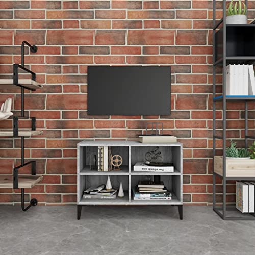 Youuihom TV-Schrank Lowboard Grau Sonoma 69,5 x 30 x 50 cm aus Holzwerkstoff mit Metallbeinen Modernes Design Robuster Fernsehtisch für Wohnzimmer Schlafzimmer von Youuihom