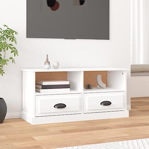 Youuihom TV-Schrank Lowboard Hochglanz-Weiß 93x35,5x45 cm aus Holzwerkstoff mit 2 Schubladen & 2 Fächern Modernes TV Board Starker Halt für Wohnzimmer Schlafzimmer Flur Youuihom TV-Schrank Lowboard Hochglanz-Weiß 93x35,5x45 cm aus Holzwerkstoff mit 2 Schubladen & 2 Fächern Modernes TV Board Starker Halt für Wohnzimmer Schlafzimmer Flur von Youuihom
