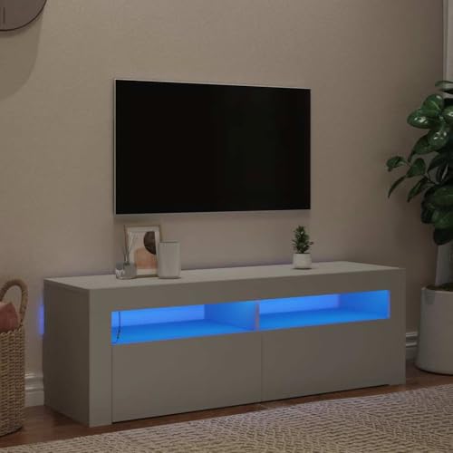 Youuihom TV-Schrank Lowboard Weiß 120x35x40 cm Holzwerkstoff mit RGB-LED Beleuchtung Modernes Design Robust & Langlebig für Wohnzimmer, Schlafzimmer & Flur von Youuihom