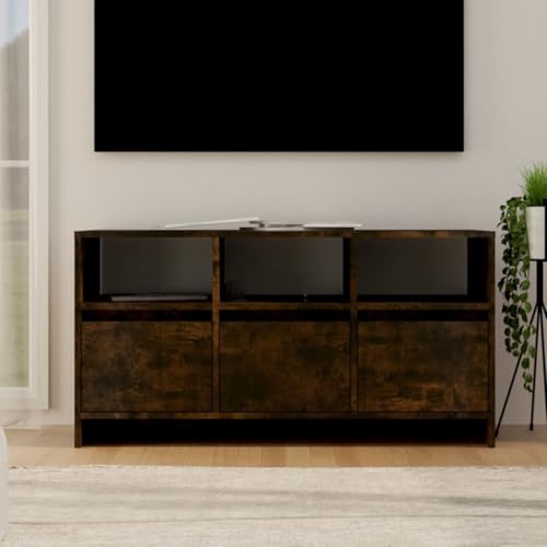 Youuihom TV-Schrank Lowboard in Räuchereiche 102x37,5x52,5 cm Holzwerkstoff mit 3 Schubladen und 3 Fächern Modernes Design Robuste Struktur für Wohnzimmer und Home Office von Youuihom