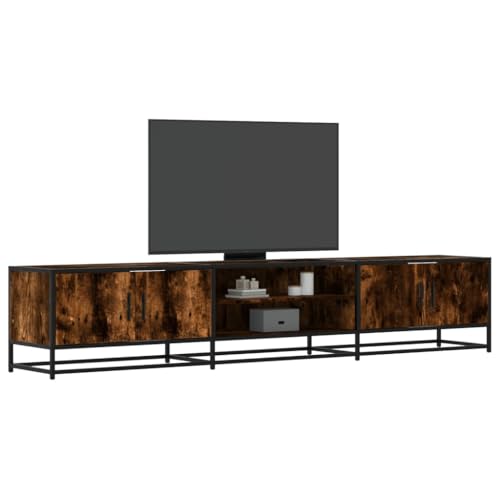 Youuihom TV-Schrank Räuchereiche 210x35x41 cm Sideboard mit Metallgestell und Stauraum, Lowboard mit 2 Ablagen und 2 Fächern, modernes TV Board fürs Wohn- und Schlafzimmer von Youuihom