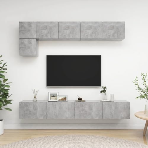 Youuihom TV Schrank Set Betongrau Holzwerkstoff Hängende Fernsehschrank Kommode mit 5 Stück 60 80 100 cm Breite für Wohnzimmer Youuihom TV Schrank Set Betongrau Holzwerkstoff Hängende Fernsehschrank Kommode mit 5 Stück 60 80 100 cm Breite für Wohnzimmer von Youuihom