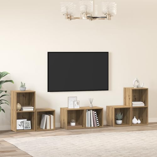 Youuihom TV Schrank Set mit Regal Artisan Eiche Holzwerkstoff 37 x 35 x 72 cm Flexibles Wohnzimmermöbel mit Stauraum für Homeoffice und Schlafzimmer von Youuihom