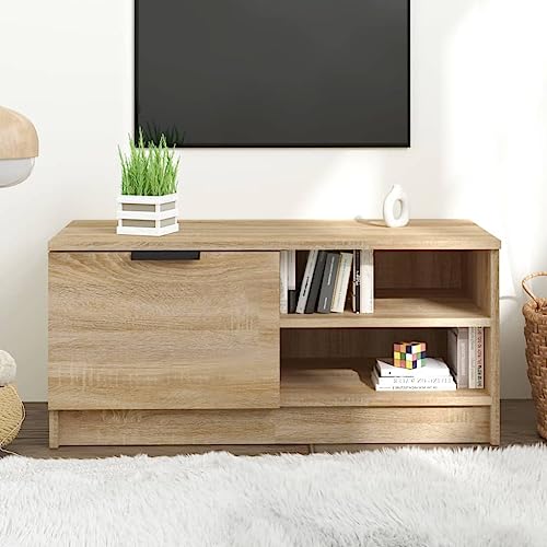 Youuihom TV Schrank Sonoma Eiche 80x35x36,5 cm TV Board mit Schublade und Fächern aus Holzwerkstoff Modernes Design für Wohnzimmer von Youuihom