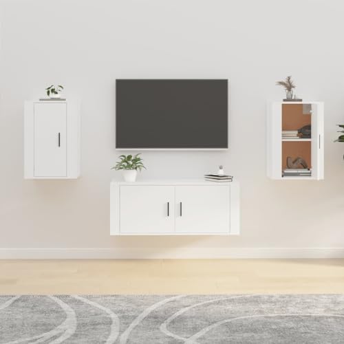 Youuihom TV Schrank Weiß 40x34,5x60 cm Hängender Wandschrank mit 2 Fächern und Robuster Holzwerkstoffplatte für Wohnzimmer Schlafzimmer von Youuihom