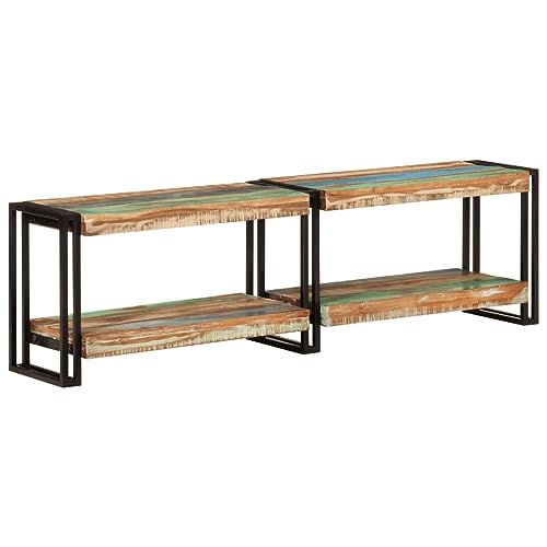 Youuihom TV-Schrank aus Massivem Altholz 140x30x40 cm Modernes Lowboard mit Metallrahmen Stilvolles Design & Viel Stauraum für Wohnzimmer von Youuihom