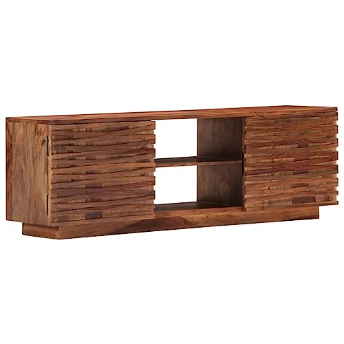 Youuihom TV Schrank aus Massivholz Akazie 120x30x40 cm Lowboard mit 2 Türen und 2 offenen Fächern Rustikaler Fernsehschrank für Wohnzimmer von Youuihom
