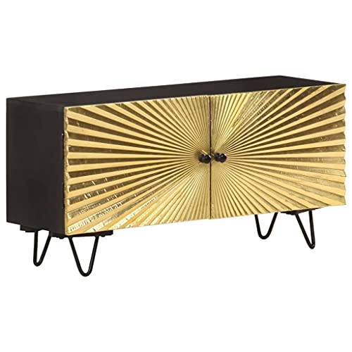 Youuihom TV Schrank aus Massivholz Industrieller Look TV Board Lowboard mit Messing Front 90 x 30 x 45 cm Stilvolles Möbelstück für Wohnzimmer Schlafzimmer Youuihom TV Schrank aus Massivholz Industrieller Look TV Board Lowboard mit Messing Front 90 x 30 x 45 cm Stilvolles Möbelstück für Wohnzimmer Schlafzimmer von Youuihom