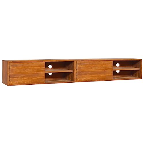 Youuihom TV Schrank aus Massivholz Teak 180 cm Wandmontage Lowboard mit 2 Fächern und Ablagen für Wohnzimmer von Youuihom