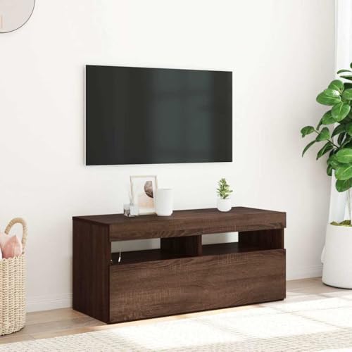 Youuihom TV Schrank mit LED Beleuchtung Braun Eichenoptik 90 x 35 x 40 cm Holzwerkstoff Moderner Stauraum für Wohnzimmer Youuihom TV Schrank mit LED Beleuchtung Braun Eichenoptik 90 x 35 x 40 cm Holzwerkstoff Moderner Stauraum für Wohnzimmer von Youuihom