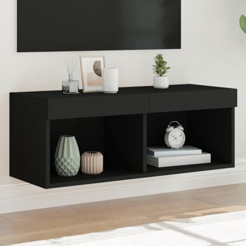Youuihom TV-Schrank mit LED-Leuchten Schwarz 80x30x30 cm Tv Stand Cabinet Wohnzimmer Möbel Buffetschrank Fernsehschrank für Inneres Schlafzimmer Wohnstube Flur von Youuihom