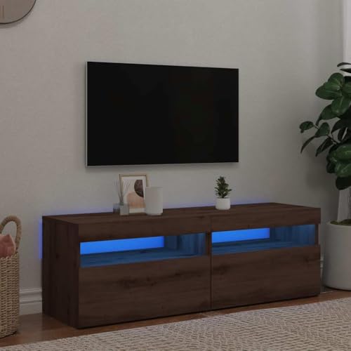 Youuihom TV Schrank mit RGB LED Beleuchtung 2 Stück Artisan Eiche Holzwerkstoff 60x35x40 cm Moderner TV Unterschrank für Wohnzimmer von Youuihom
