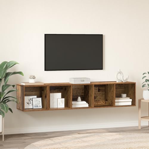 Youuihom TV Sideboard Schrank Altholz 37 x 37 x 142,5 cm Holzwerkstoff Modernes Design mit Wandmontage für Wohnzimmer Schlafzimmer und Flur von Youuihom