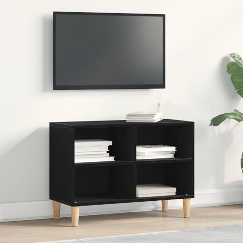 Youuihom TV Sideboard Schwarz Lowboard 69,5x30x50 cm aus Holzwerkstoff Modernes Design mit 4 Fächern Robust und pflegeleicht für Wohnzimmer Schlafzimmer und Flur von Youuihom