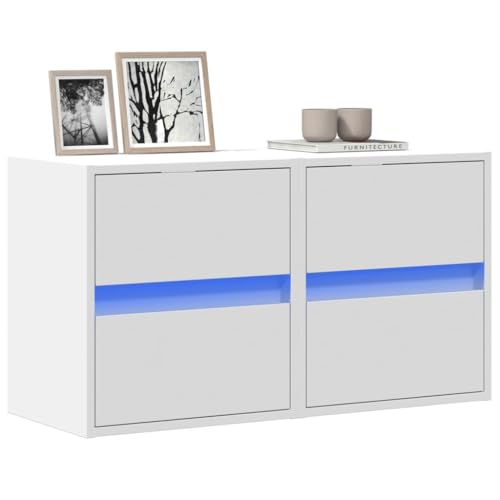 Youuihom TV-Wandschränke mit LED-Beleuchtung 2 STK. Weiß 41x31x45 cm Fernseher Ständer Tv Schrank Tv Board Hängend Fernsehtisch Hoch für Inneres Schlafzimmer Flur Wohnstube von Youuihom