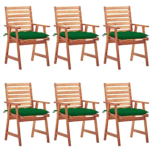 Youuihom Terrassenstuhl Konversationsstuhl Stühle für draußen Garten-Essstühle 6 STK. mit Kissen Massivholz Akazie Geeignet für Rasen, Strand,Sonnenzimmer, Rasenflächen von Youuihom