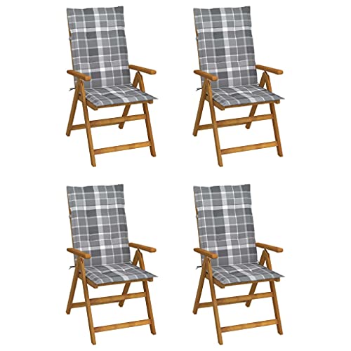 Youuihom Terrassenstuhl Konversationsstuhl Stühle für draußen Garten-Liegestühle 4 STK. mit Kissen Akazie Massivholz Geeignet für Rasen, Strand,Sonnenzimmer, Rasenflächen von Youuihom