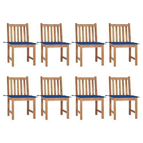 Youuihom Terrassenstuhl Konversationsstuhl Stühle für draußen Gartenstühle 8 STK. mit Kissen Massivholz Teak Geeignet für Rasen, Strand,Sonnenzimmer, Rasenflächen von Youuihom