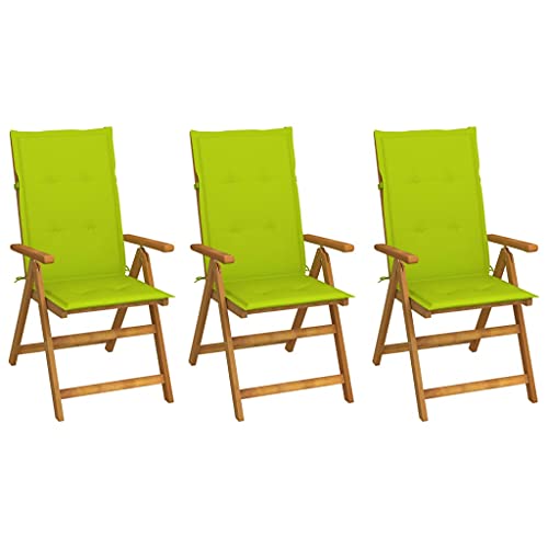Youuihom Terrassenstuhl Konversationsstuhl Stühle für draußen Klappbare Gartenstühle 3 STK. mit Auflagen Massivholz Akazie Geeignet für Rasen, Strand,Sonnenzimmer, Rasenflächen von Youuihom