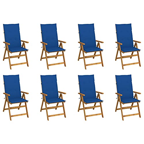 Youuihom Terrassenstuhl Konversationsstuhl Stühle für draußen Klappbare Gartenstühle mit Kissen 8 STK. Massivholz Akazie Geeignet für Rasen, Strand,Sonnenzimmer, Rasenflächen von Youuihom