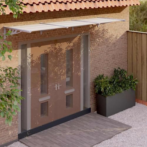 Youuihom Türvordach Grau und Transparent 297,5 x 90 cm Polycarbonat Vordach mit ABS-Halterung und Aluminiumrahmen Wetterfest und Langlebig für Haus Eingang und Terrasse von Youuihom