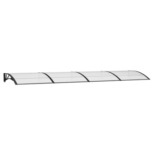 Youuihom Türvordach Schwarz 400x100 cm aus Polycarbonat mit ABS Halterung und Aluminium Rahmen Wetterfest und Langlebig für Haus Eingang Terrasse und Balkon von Youuihom