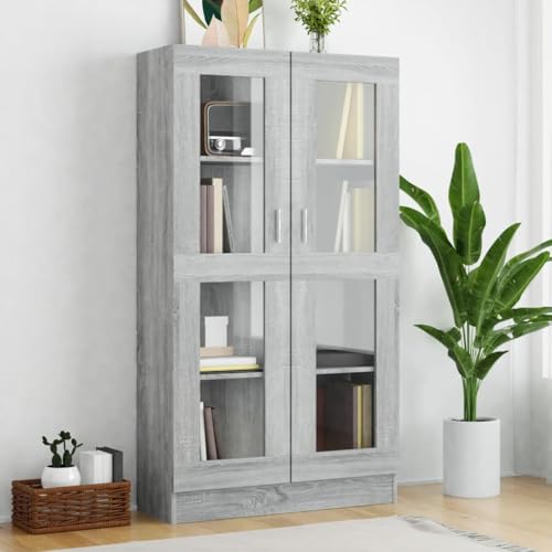 Youuihom Vitrinenschrank Grau Sonoma 82,5x30,5x150 cm Holzwerkstoff mit Glas 4 Fächer Elegantes Design für Wohnzimmer Aufbewahrung und Deko Youuihom Vitrinenschrank Grau Sonoma 82,5x30,5x150 cm Holzwerkstoff mit Glas 4 Fächer Elegantes Design für Wohnzimmer Aufbewahrung und Deko von Youuihom