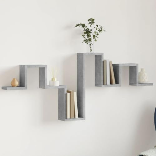 Youuihom Wand Bücherregal Betongrau Holzwerkstoff 104,5x10x43 cm Schmal Kleines Schwebendes Regal für Wandmontage Dekoration und Aufbewahrung in Wohnzimmer Büro Schlafzimmer von Youuihom