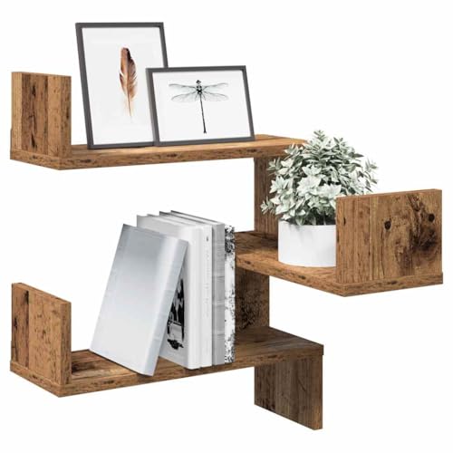 Youuihom Wand-Eckregal Altholz-Optik 40x40x49,5 cm Holzwerkstoff Regal für Wandmontage Platzsparend Multifunktional Wohnzimmer Schlafzimmer Büro von Youuihom