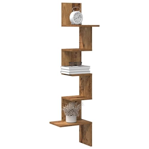 Youuihom Wand-Eckregal Holzoptik 32x32x127,5 cm für Wohnzimmer Schlafzimmer Eckregal Wandregal Platzsparend von Youuihom