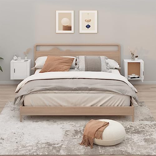 Youuihom Wand-Nachttisch Set 2 Stück Hochglanz Weiß Schmaler Beistelltisch Modern 50x30x47 cm für Schlafzimmer von Youuihom