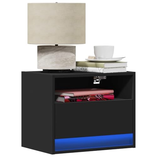 Youuihom Wand-Nachttisch mit LED-Leuchten Schwarz Nachtschränkchen Bedside Tables Sideboard Wohnzimmer Night Stand for Bedroom für Wohnzimmer Bad Balkon Schlafzimmer Youuihom Wand-Nachttisch mit LED-Leuchten Schwarz Nachtschränkchen Bedside Tables Sideboard Wohnzimmer Night Stand for Bedroom für Wohnzimmer Bad Balkon Schlafzimmer von Youuihom