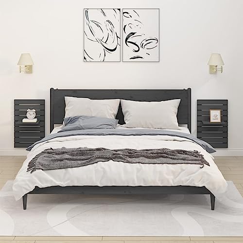 Youuihom Wand-Nachttische 2 STK Grau Massivholz Kiefer Wandregal mit verstellbarem Regalboden für Schlafzimmer und Wohnzimmer Youuihom Wand-Nachttische 2 STK Grau Massivholz Kiefer Wandregal mit verstellbarem Regalboden für Schlafzimmer und Wohnzimmer von Youuihom