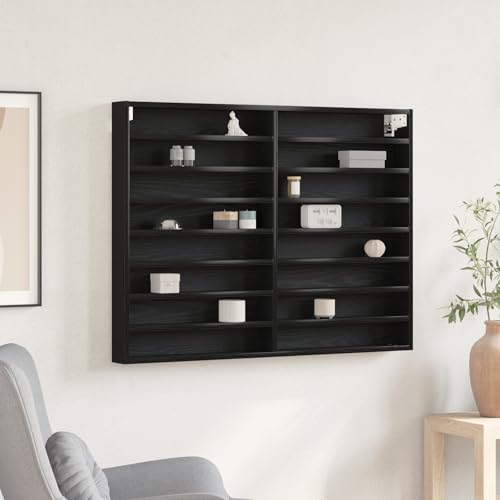 Youuihom Wand Vitrine Schwarz Eiche 100x8,5x75 cm Holzwerkstoff mit 10 Regalen Elegantes Design für Wohnzimmer und Flur Praktische Aufbewahrungslösung Youuihom Wand Vitrine Schwarz Eiche 100x8,5x75 cm Holzwerkstoff mit 10 Regalen Elegantes Design für Wohnzimmer und Flur Praktische Aufbewahrungslösung von Youuihom