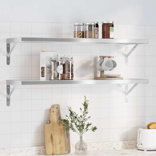 Youuihom Wandregal 2 STK. Schweberegal Silbern Edelstahl 100x30x3 cm Robust Langlebig Korrosionsbeständig für Bücher Pflanzen Deko Wohnzimmer Schlafzimmer Youuihom Wandregal 2 STK. Schweberegal Silbern Edelstahl 100x30x3 cm Robust Langlebig Korrosionsbeständig für Bücher Pflanzen Deko Wohnzimmer Schlafzimmer von Youuihom