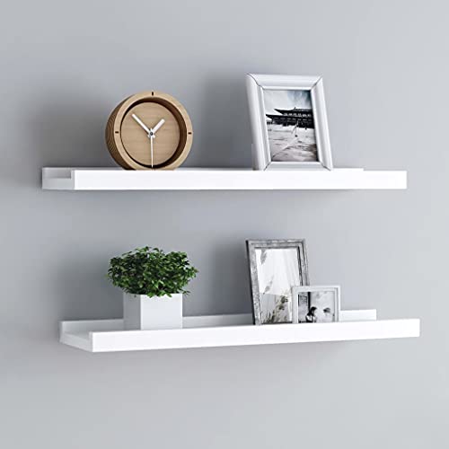 Youuihom Wandregal 2er Set Weiß 40x9x3 cm MDF U-förmig mit Vorderkante für Bilderrahmen und Deko von Youuihom