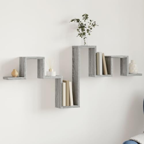Youuihom Wandregal Grau Sonoma 104,5x10x43 cm Bücherregal aus Holzwerkstoff - Schmaler Wandregal für Bücher und Deko im Wohnzimmer, Büro oder Schlafzimmer von Youuihom