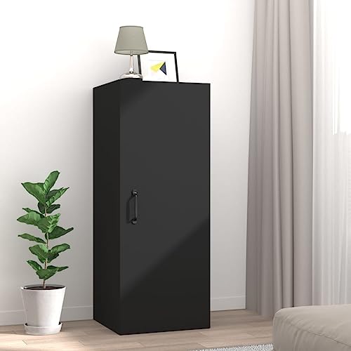 Youuihom Wandregal Hängeschrank Schwarz aus Holzwerkstoff 34,5x34x90 cm mit 3 Fächern für optimale Wandnutzung in Wohnzimmer Schlafzimmer Badezimmer von Youuihom