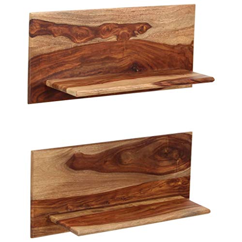 Youuihom Wandregal Massivholz Akazie 58x26x20 cm 2 Stück Rustikaler Charme für Bücher Deko in Wohnzimmer Bad Küche von Youuihom