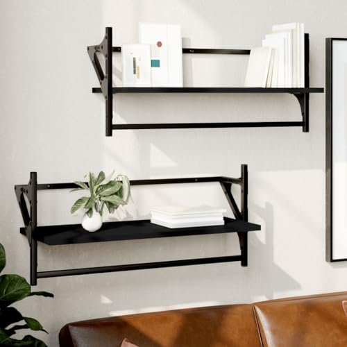 Youuihom Wandregal Schwarz Schweberegal mit Stange 65x25x30 cm Set 2 STK Holzwerkstoff Metall für Wanddeko Wohnzimmer Küche Badezimmer Youuihom Wandregal Schwarz Schweberegal mit Stange 65x25x30 cm Set 2 STK Holzwerkstoff Metall für Wanddeko Wohnzimmer Küche Badezimmer von Youuihom