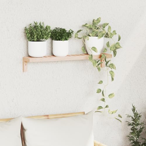 Youuihom Wandregal Schwebend 62x10x12,5 cm Massivholz Kiefer Beige Rechteckig Matte Oberfläche für Wohnzimmer Schlafzimmer Büro von Youuihom