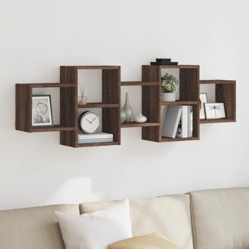 Youuihom Wandregal Schwebendes Regal Braun Eichen-Optik Holzwerkstoff 129x18x42 cm für Wohnzimmer Bad Küche mit Modernem Design Robust und Langlebig von Youuihom