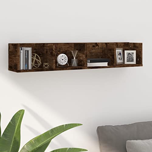Youuihom Wandregal Schweberegal Holzwerkstoff Räuchereiche 100x18x18 cm mit 4 Ablagen - Stabiles CD Bücherregal für Wandmontage im Wohnzimmer oder Schlafzimmer Youuihom Wandregal Schweberegal Holzwerkstoff Räuchereiche 100x18x18 cm mit 4 Ablagen - Stabiles CD Bücherregal für Wandmontage im Wohnzimmer oder Schlafzimmer von Youuihom