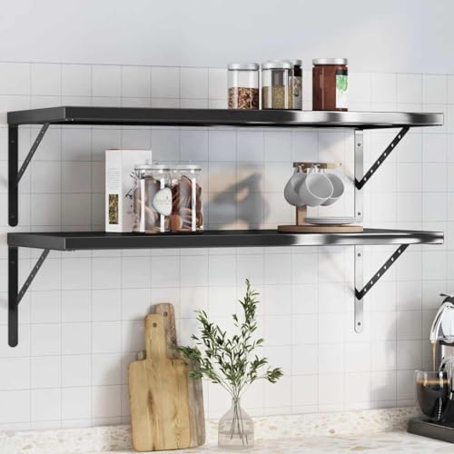 Youuihom Wandregal Schweberegal Schwarz Edelstahl 100x40 cm 2 Stück Modernes Platzsparendes Design Robust Langlebig für Wanddekoration in Wohnzimmer Schlafzimmer Büro Youuihom Wandregal Schweberegal Schwarz Edelstahl 100x40 cm 2 Stück Modernes Platzsparendes Design Robust Langlebig für Wanddekoration in Wohnzimmer Schlafzimmer Büro von Youuihom