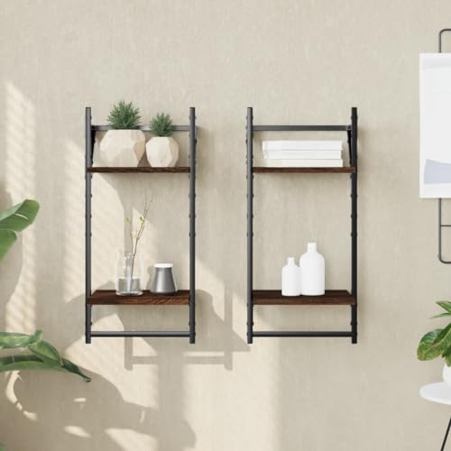 Youuihom Wandregal Schweberegal Set mit 2 Ablagen und Stangen 2 Stück Braun Eichen-Optik Holzwerkstoff Metall für Wanddeko in Wohnzimmer Bad Küche 30x25x65 cm Youuihom Wandregal Schweberegal Set mit 2 Ablagen und Stangen 2 Stück Braun Eichen-Optik Holzwerkstoff Metall für Wanddeko in Wohnzimmer Bad Küche 30x25x65 cm von Youuihom