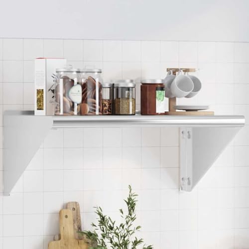Youuihom Wandregal Schweberegal Silbern Edelstahl 75x45x31 cm mit Erhöhter Kante Robust Langlebig Platzsparend für Wohnzimmer Schlafzimmer Küche Badezimmer von Youuihom
