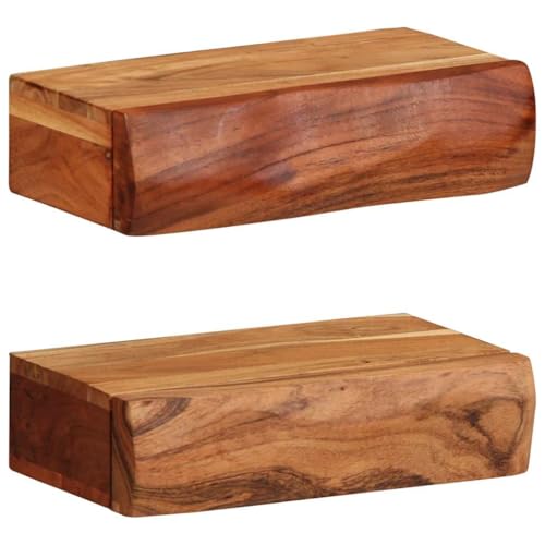 Youuihom Wandregal Set 2 STK. Akazien-Massivholz 30x17x8 cm Natürliche Maserung Wand Board für Wohnzimmer Bad Küche Bücherregal Wanddeko Aufbewahrung von Youuihom