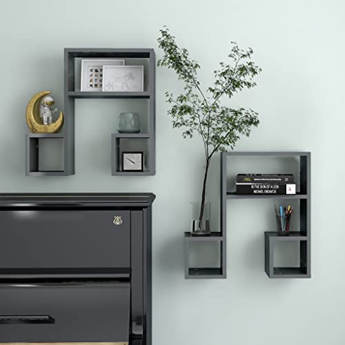 Youuihom Wandregal Set 2 Stück Hochglanz Grau Musiknote Bücherregal 50x15x50cm Holzwerkstoff Deko Regal für Wohnzimmer Schlafzimmer Youuihom Wandregal Set 2 Stück Hochglanz Grau Musiknote Bücherregal 50x15x50cm Holzwerkstoff Deko Regal für Wohnzimmer Schlafzimmer von Youuihom