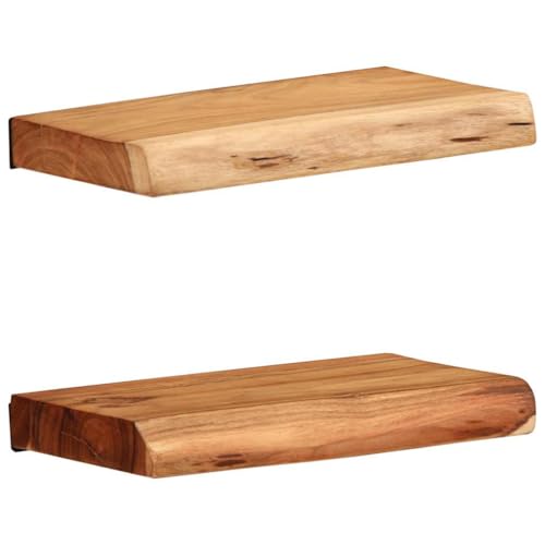 Youuihom Wandregal Set 2 Stück Massivholz Akazie 30x20x3,5 cm Robustes Design für Zusätzlichen Stauraum in Wohnzimmer Büro Küche Badezimmer von Youuihom